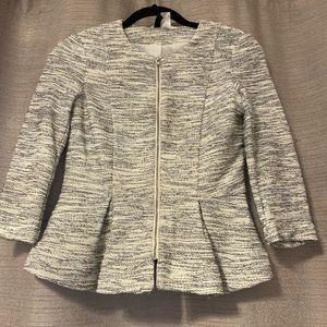 H&M Peplum Jacket Blazer Grey zip front Size 4 four